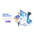 online education design concept with computer vector image