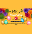 easter sale banner with colorful eggs vector image