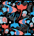 pattern with stingray and fish vector image vector image