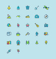 simple camping icons set vector image vector image