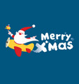 flying santa christmas greeting card vector image