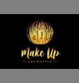 creative make up logo mmascara brush golden vector image vector image