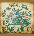 new york vintage t-shirt graphic motorcycle club vector image vector image