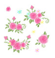 cute cartoon set roses flowers vector image