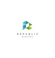 initial r pixel hexagon geometric logo design vect vector image