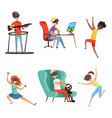 virtual reality characters vr helmet funny vector image vector image