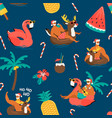 christmas seamless pattern with cute funny santa vector image