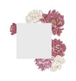 frame in form a square with peony flowers vector image