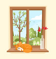 wood window view garden vector image vector image