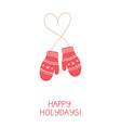 christmas greeting card with mittens vector image
