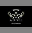 golden initial letter a with wings for angel logo vector image
