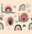 seamless pattern with cute funny rainbow vector image vector image
