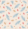 winter seamless pattern with berries blue fir vector image vector image