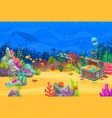 cartoon game level underwater landscape with chest vector image vector image