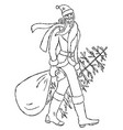 outline drawing walking santa claus vector image