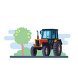 red tractor on landscape in flat design vector image vector image