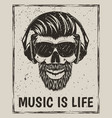 music is life grunge design with hipster vector image vector image