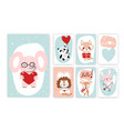 set mockups for valentine s day children s vector image vector image