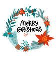 merry christmas hand drawn lettering in round vector image