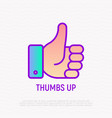 thumbs up thin line icon hand gesture success vector image