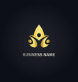eco leaf people vegan gold logo vector image vector image