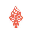 funny ice cream character wearing sunglasses vector image