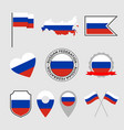 russia flag icons set russian federation national vector image