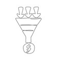 sales funnel one line drawing isolated on white vector image vector image