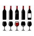 wine bottle and glass set vector image