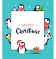 cute penguin - merry christmas greeting card vector image