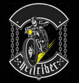 hand drawing skull riding vintage motorcycle vector image