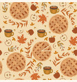 seamless pattern with apple pie apples and mugs vector image vector image