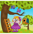 cat girl bears a birdhouse vector image