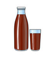 side view drawing bottle and glass vector image