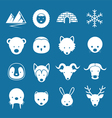 arctic animals flat icons mono color set vector image vector image