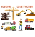 construction machines builders and house building vector image