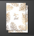 gold wedding invitation with tropical leaves vector image vector image