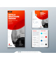 tri fold brochure design red business template vector image
