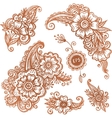 hand-drawn ornaments set in indian mehndi style vector image