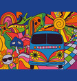 retro colorful psychedelic poster in 1970s vector image