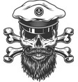 vintage bearded and mustached skull vector image vector image