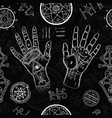 chiromancy seamless background with human hands vector image