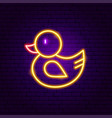 rubber duck neon sign vector image vector image