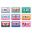 audio or compact cassettes colorful set retro vector image