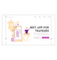 character use tourist app landing page template vector image