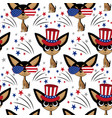 cute dogs in usa patriotic hat seamless pattern vector image vector image