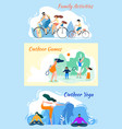 family activities outdoor games yoga practice vector image