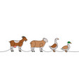 farm animals set one line colored continuous vector image