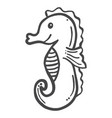 horse sea animal in hand drawn sketch doodle vector image
