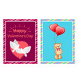 valentines day postcards with doves and toy bear vector image vector image